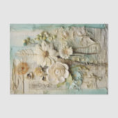 ヴィンテージフローラをクリームアンドミントコラージュデコページ 薄葉紙 (正面)