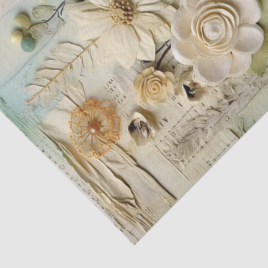 ヴィンテージフローラをクリームアンドミントコラージュデコページ 薄葉紙 (詳細)