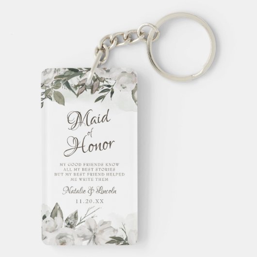 ヴィンテージフローラを大切にするメイド・オブ・オーナー（花嫁付き添い人）引用文 キーホルダー (裏面)