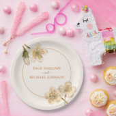 ヴィンテージフローラアイボリーブロッサムクラシッククリーム円 ペーパープレート (パーティー)