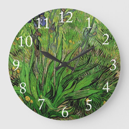 ヴィンテージフローラアイリスバイビンセントファンゴッホ ラージ壁時計 (正面)