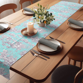 ヴィンテージフローラアクアブルートイレドゥジュイ ショートテーブルランナー