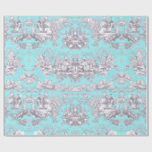 ヴィンテージフローラアクアブルートイレドゥジュイ ラッピングペーパー (フラット)