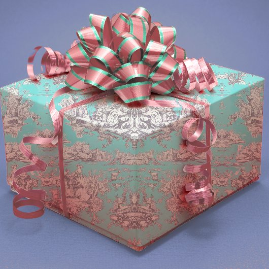 ヴィンテージフローラアクアブルートイレドゥジュイ ラッピングペーパー