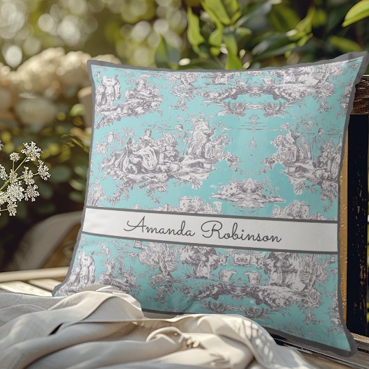 ヴィンテージフローラアクアブルートワールデジュイミモノグラム クッション