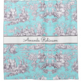 ヴィンテージフローラアクアブルートワールデジュイミモノグラム シャワーカーテン (正面)