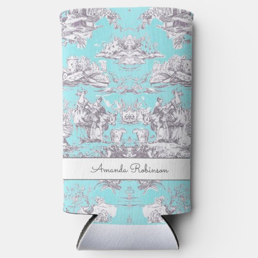 ヴィンテージフローラアクアブルートワールデジュイミモノグラム スリム缶クーラー (正面)