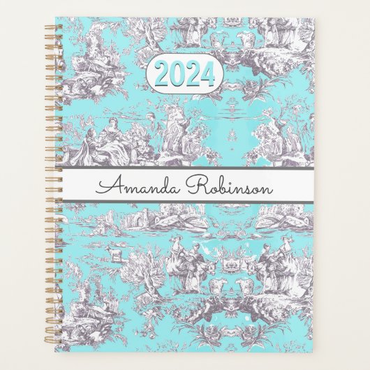 ヴィンテージフローラアクアブルートワールデジュイミモノグラム プランナー手帳 (正面)