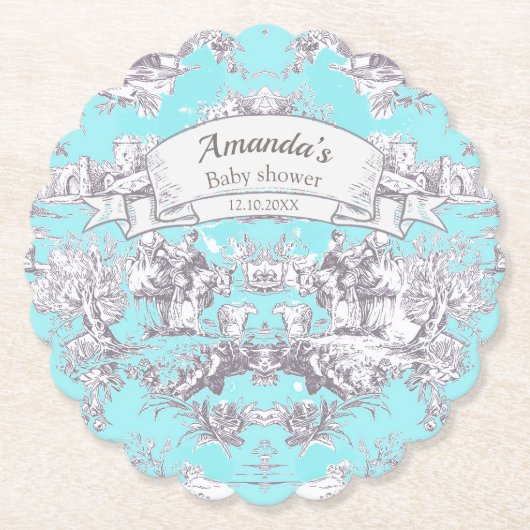 ヴィンテージフローラアクアブルートワールデジュイミモノグラム ペーパーコースター (正面)