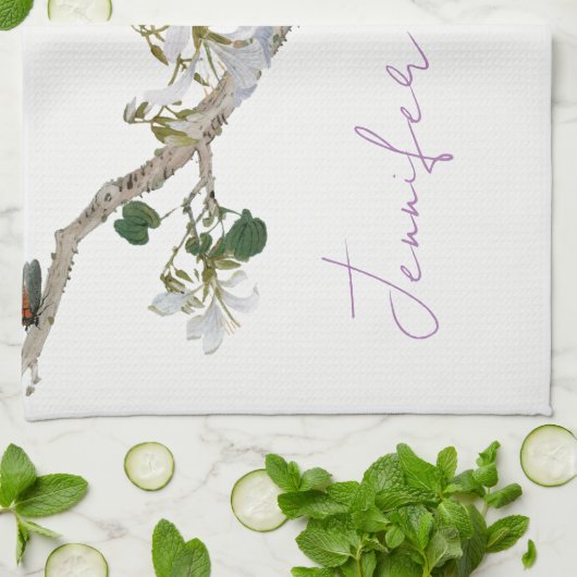 ヴィンテージフローラアジアスタイルパステルカラー名 キッチンタオル (折り畳み)