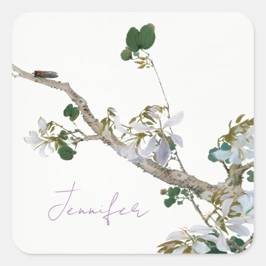 ヴィンテージフローラアジアスタイルパステルカラー名 スクエアシール (正面)