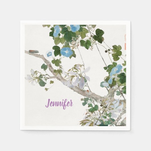 ヴィンテージフローラアジアスタイルパステルカラー名 スタンダードカクテルナプキン (正面)