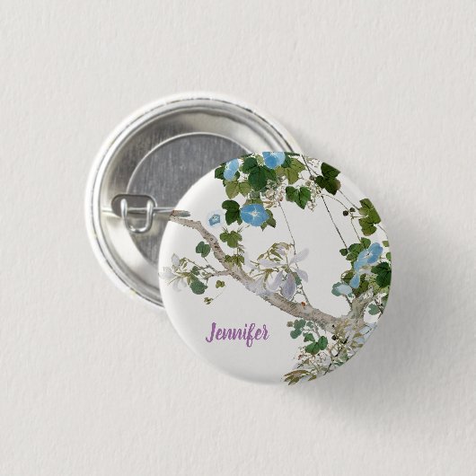 ヴィンテージフローラアジアスタイルパステルカラー名 缶バッジ (正面&裏面)