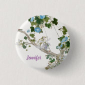 ヴィンテージフローラアジアスタイルパステルカラー名 缶バッジ (正面)