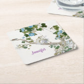 ヴィンテージフローラアジアスタイルリトグラフ名 スクエアペーパーコースター (アングル)