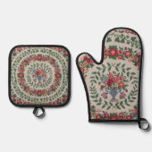 ヴィンテージフローラアップリケバイルディントン 鍋つかみ&鍋敷きセット (正面)