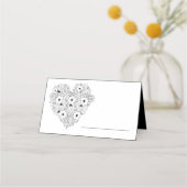ヴィンテージフローラアネモン白黒結婚花 プレイスカード (正面)