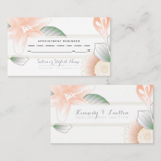 ヴィンテージフローラアポイントメントアラーム 予約カード (正面/裏面)