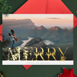 ヴィンテージフローラアルファベットメリークリスマスフォト金ゴールド 箔シーズンカード