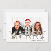 ヴィンテージフローラアルファベットメリークリスマスフォト シーズンカード (正面)