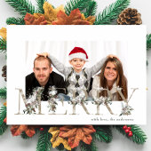 ヴィンテージフローラアルファベットメリークリスマスフォト シーズンカード