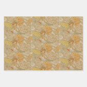 ヴィンテージフローラアルフォンスミュシャアールヌーボーブラウン ラッピングペーパーシート (正面3)