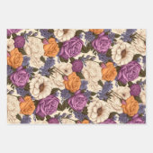ヴィンテージフローラアンティークオレンジパープルクリームフラワー ラッピングペーパーシート (正面2)