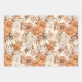 ヴィンテージフローラアンティーククリームピーチボホワイルドフラワー ラッピングペーパーシート (正面3)