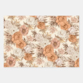 ヴィンテージフローラアンティーククリームピーチボホワイルドフラワー ラッピングペーパーシート (正面2)