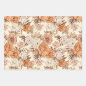 ヴィンテージフローラアンティーククリームピーチボホワイルドフラワー ラッピングペーパーシート (正面)