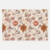 ヴィンテージフローラアンティーククリーム赤面ボホワイルドフラワー ラッピングペーパーシート (正面3)