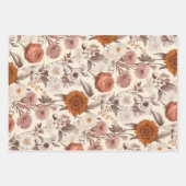 ヴィンテージフローラアンティーククリーム赤面ボホワイルドフラワー ラッピングペーパーシート (正面2)