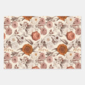 ヴィンテージフローラアンティーククリーム赤面ボホワイルドフラワー ラッピングペーパーシート (正面)