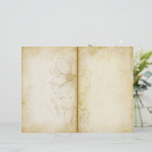 ヴィンテージフローラアンティークスタイル仕訳帳紙 (スタンド正面)