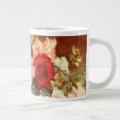 ヴィンテージフローラアンティークバラフラワーズスチルライフアート ジャンボコーヒーマグカップ (右)