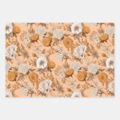 ヴィンテージフローラアンティークピーチクリームボホワイルドフラワー ラッピングペーパーシート (正面3)