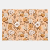 ヴィンテージフローラアンティークピーチクリームボホワイルドフラワー ラッピングペーパーシート (正面)