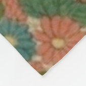 ヴィンテージフローラアンティーク(赤、緑、金ゴールド) フリースブランケット (角)