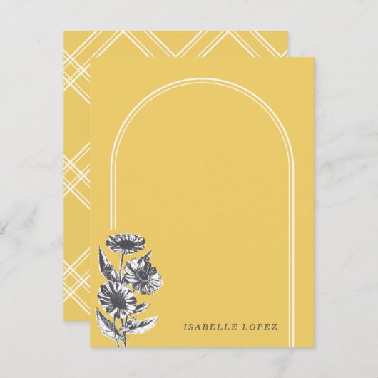 ヴィンテージフローラアーカスタムチ文房具 – 黄色 (正面/裏面)