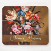 ヴィンテージフローラアートの名前 マウスパッド (正面)
