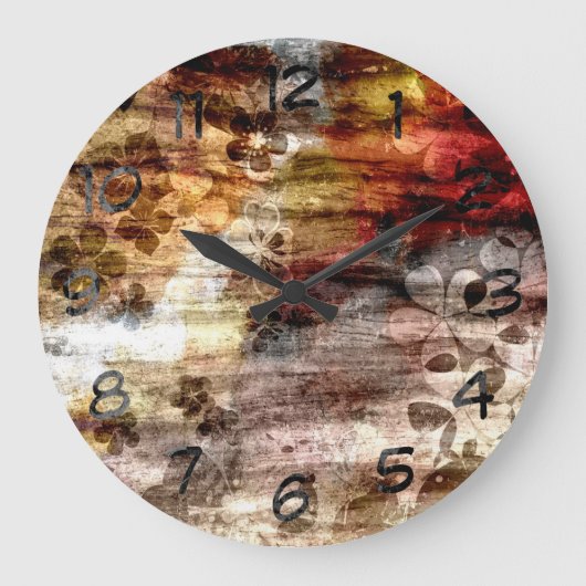 ヴィンテージフローラアートウッド ラージ壁時計 (正面)