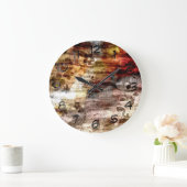 ヴィンテージフローラアートウッド ラージ壁時計 (ホーム)