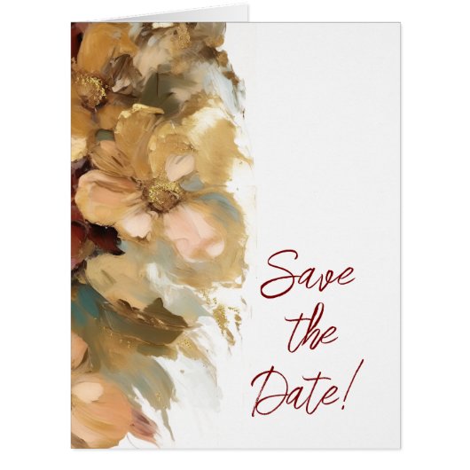 ヴィンテージフローラアートカード日付を保存，招待状 (正面)