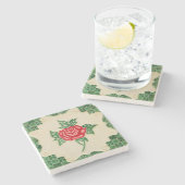 ヴィンテージフローラアートマジョリカ新しい建築 ストーンコースター (横)