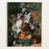 ヴィンテージフローラアート名前をカスタムする金ゴールドモノグラム2026 プランナー手帳 (正面)