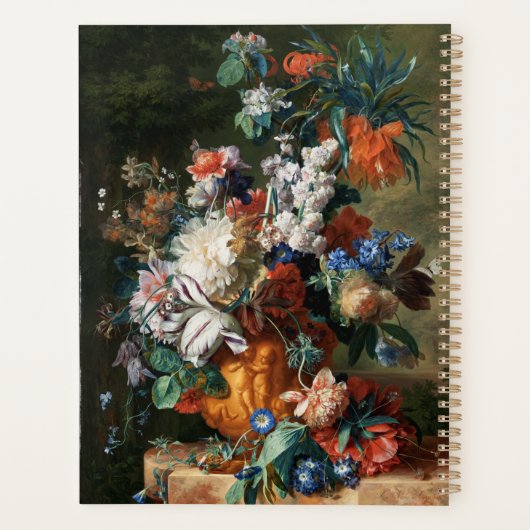 ヴィンテージフローラアート名前をカスタムする金ゴールドモノグラム2026 プランナー手帳 (裏面)