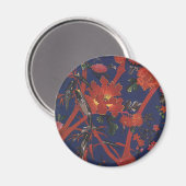 ヴィンテージフローラアールデコ、ガーデンフラワー マグネット (正面/裏面)