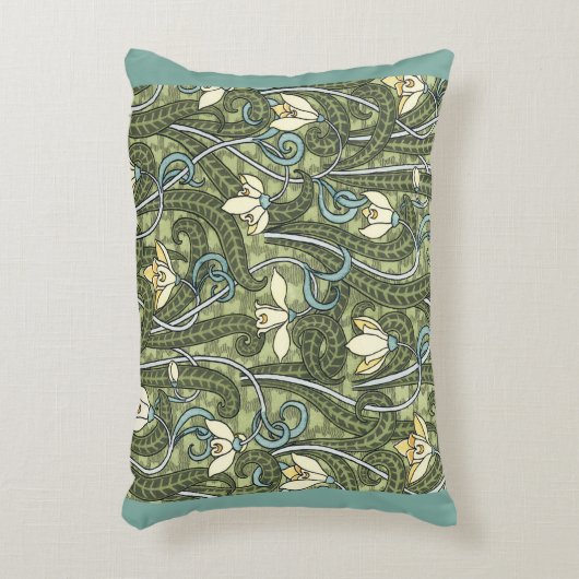 ヴィンテージフローラアールヌーボースノードロップフラワー アクセントクッション (正面(垂直))