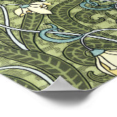 ヴィンテージフローラアールヌーボースノードロップフラワー ポスター (角)