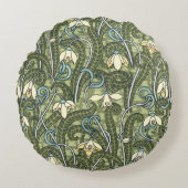ヴィンテージフローラアールヌーボースノードロップフラワー ラウンドクッション (正面)